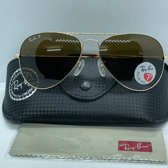 BNWT Rayban Aviator sunglass Gold/Brown Polarized lenses 3025 Assorted siz… - Picture 2 of 6